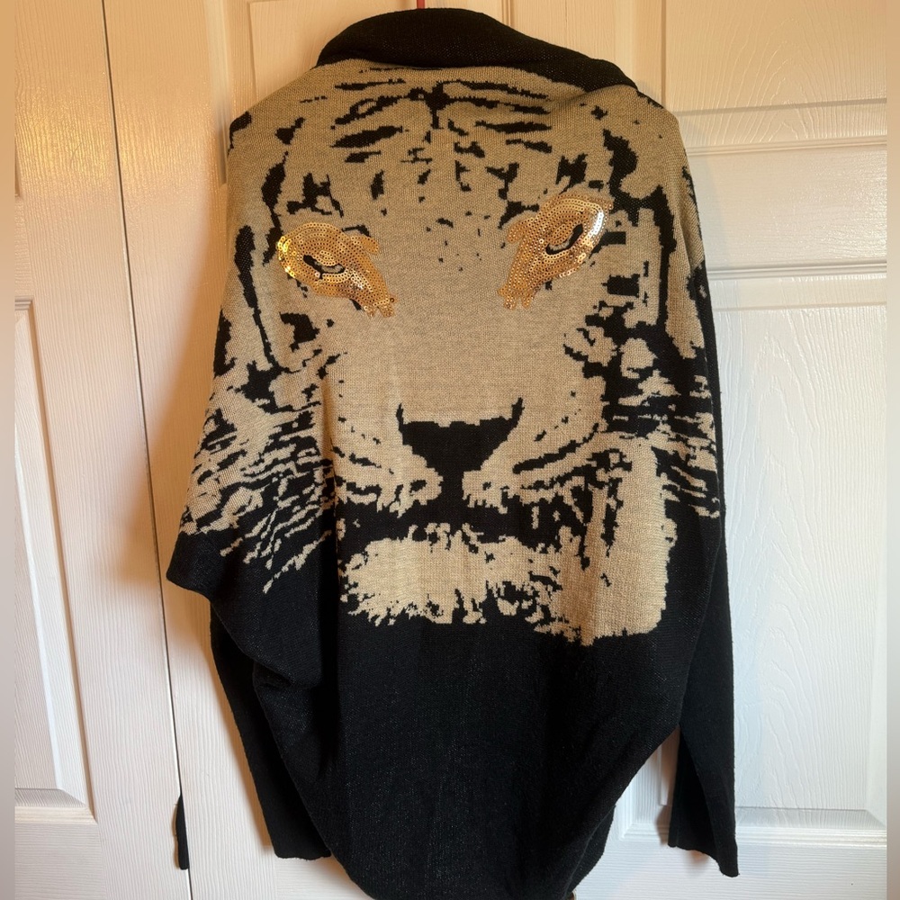 Black and Tan Tiger Sweater with Sequin Detail